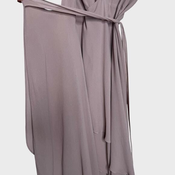 Reformation Blush Wrap Maxi Dress V Neck Flutter Sleeve Wedding Guest Outfit - Picture 4 of 7